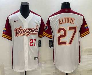 Mens Venezuela #27 Jose Altuve Number 2023 White World Baseball Classic Stitched Jersey
